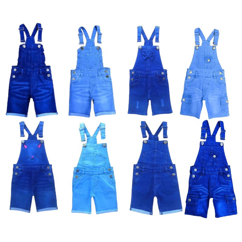 SAIZ 1-6 Overall Short Pants Jeans Baby Kids / Overall Seluar Pendek Kanak-kanak Budak Kids