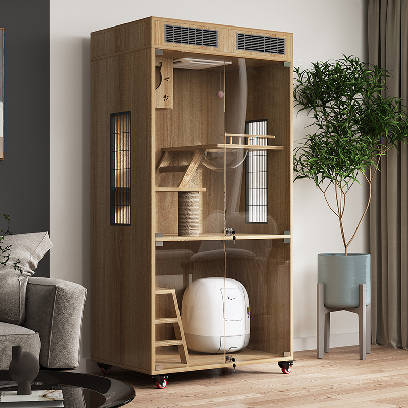 Large cat house solid wood cat villa indoor kitten cattery luxury cat