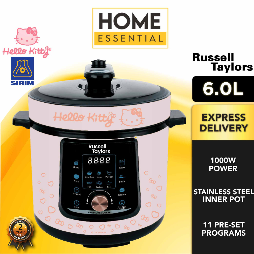 Russell Taylors x Hello Kitty 6.0L Pressure Cooker Rice Cooker D2-HK | Disney Mickey & Friends D2 | Stainless Steel Pot