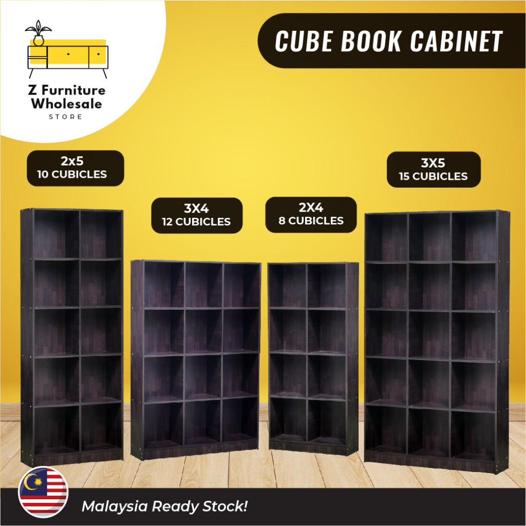 8/10/12/15 Cubicle Brown Bookshelf Book & File Display Cabinet Bookcase | 多格组合书柜 |Almari Buku Petak Terbuka Kabinet Buku