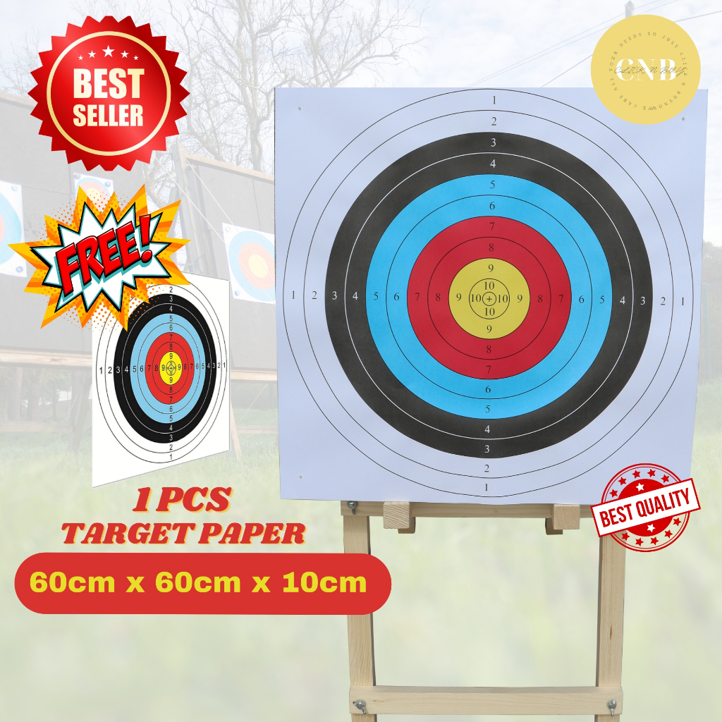Archery Target PE FOAM (60 x 60 x 10 cm) With Target Face target shooting Board Memanah, FREE