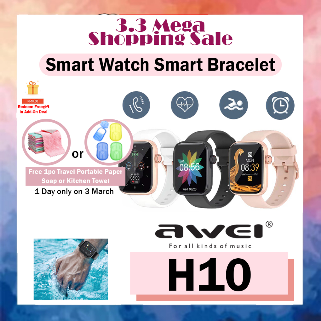 Awei H10 Smart Watch Full Function For Men Women Sport Fitness Music
