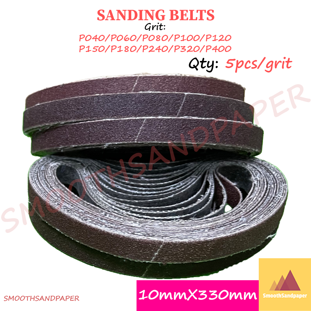 Sandpaper Belts Aluminium Oxide Kertas Pasir 10mmX330mm (3/8"X13") 气动砂带机小型砂带 木工金属打磨抛光