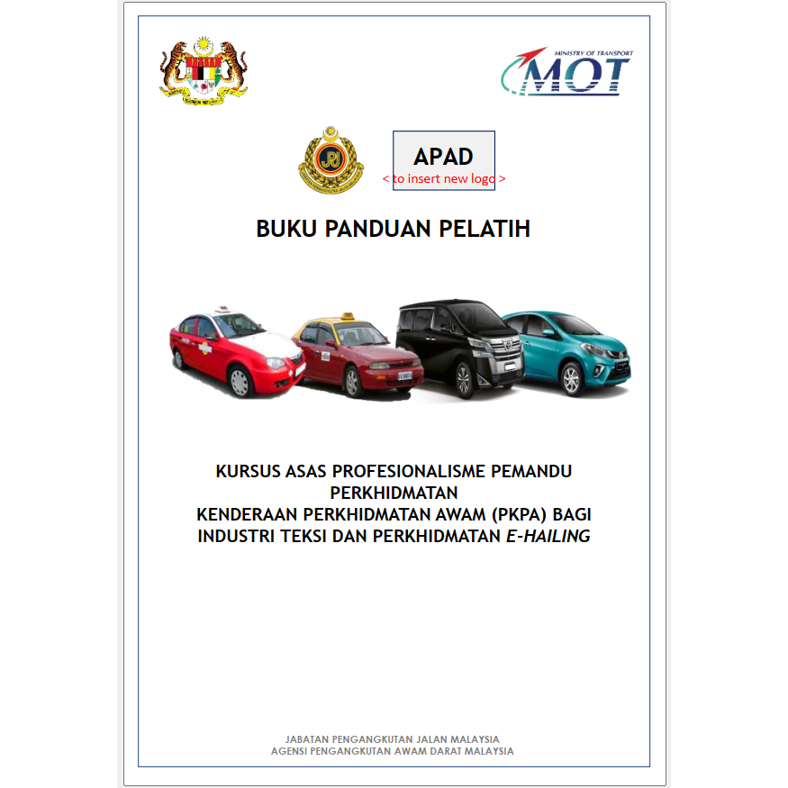 PSV E-Hailing E-Buku Pelatih Kursus GDL Teksi Kereta Khidmat Trainers E-Book Taxi Test Car JPJ Vehicle Online Service