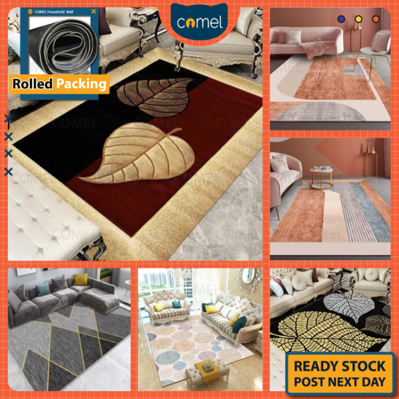 COMEL [M/L/XL] Light Luxury Pattern 3D Printing Modern Velvet Carpet Living Room Carpet RuangTamu