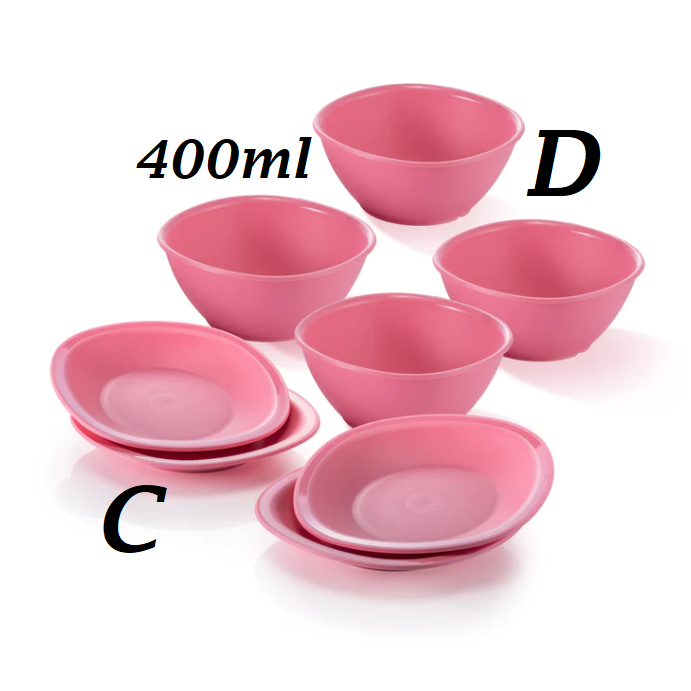 *C 4pcs*Ready stock*Tupperware Gourmet Dessert plate &Legacy bowls 400ml/ Plate Mini size