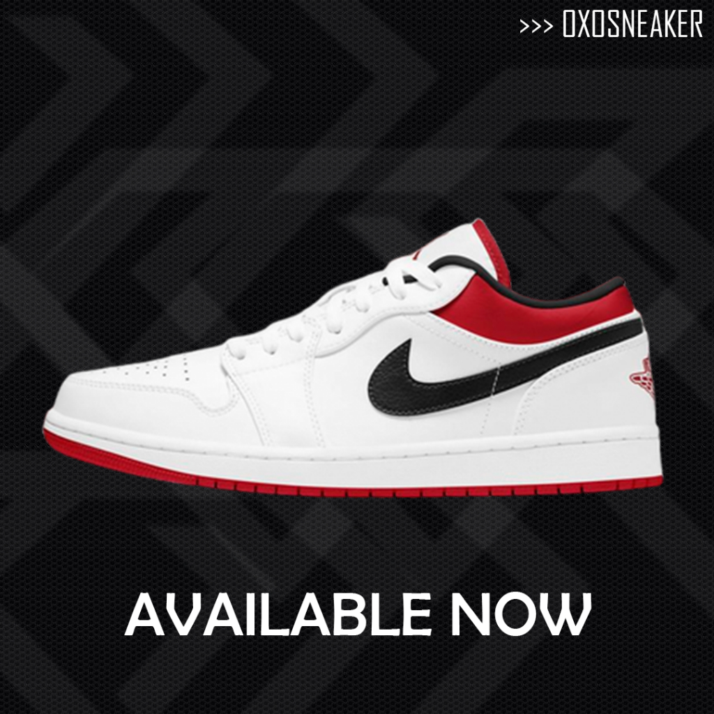 Air Jordan 1 Low 'White University Red Black' Aj1 553558-118 Nike Sneakers Women Men Shoes