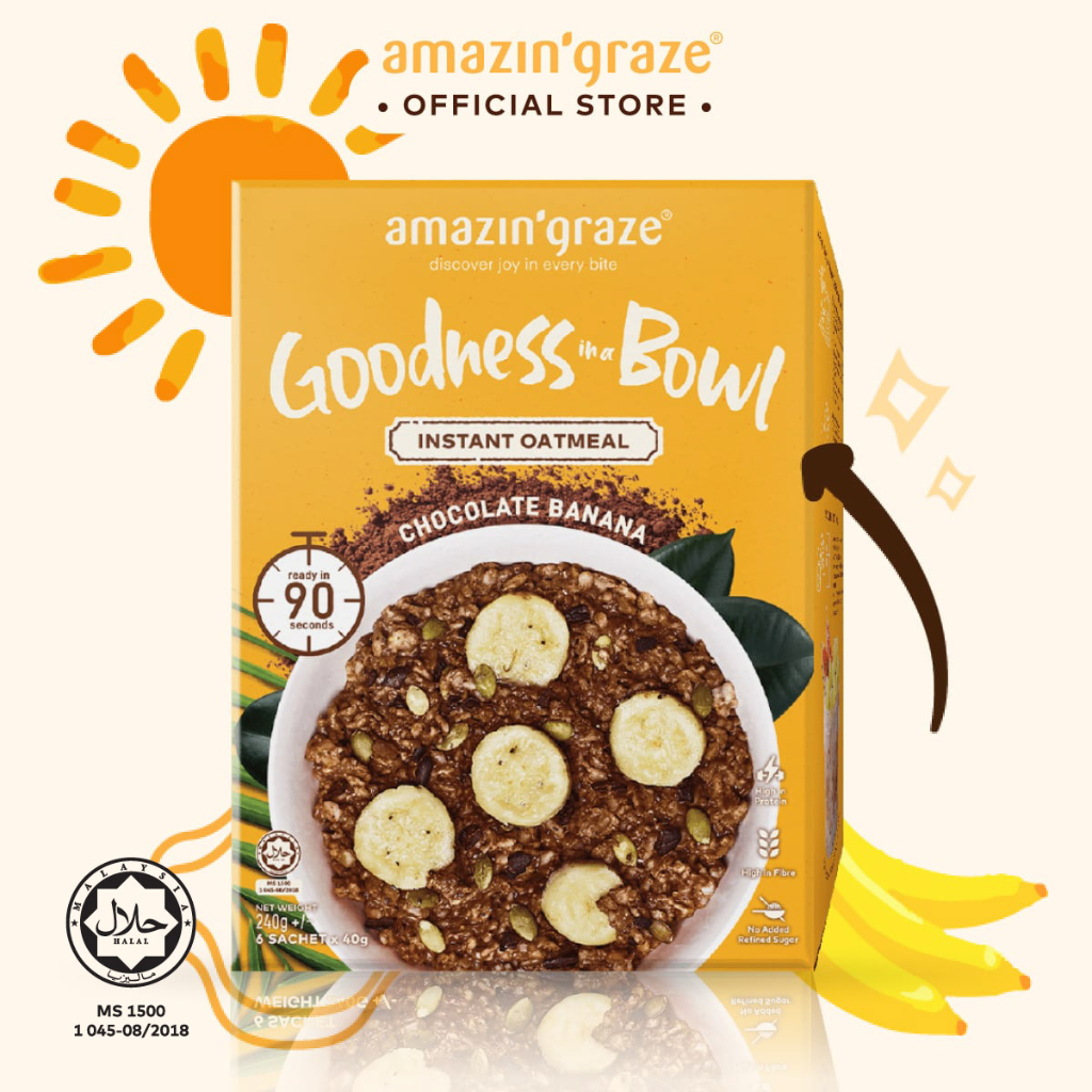 Amazin Graze Chocolate Banana Instant Oatmeal (6 x 40g)