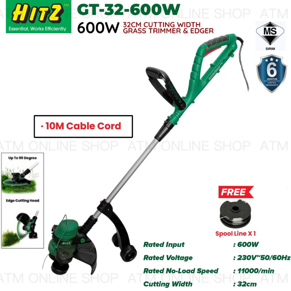 HITZ Professional GT-32-600 Grass Trimmer 32CM 600W / MESIN POTONG RUMPUT