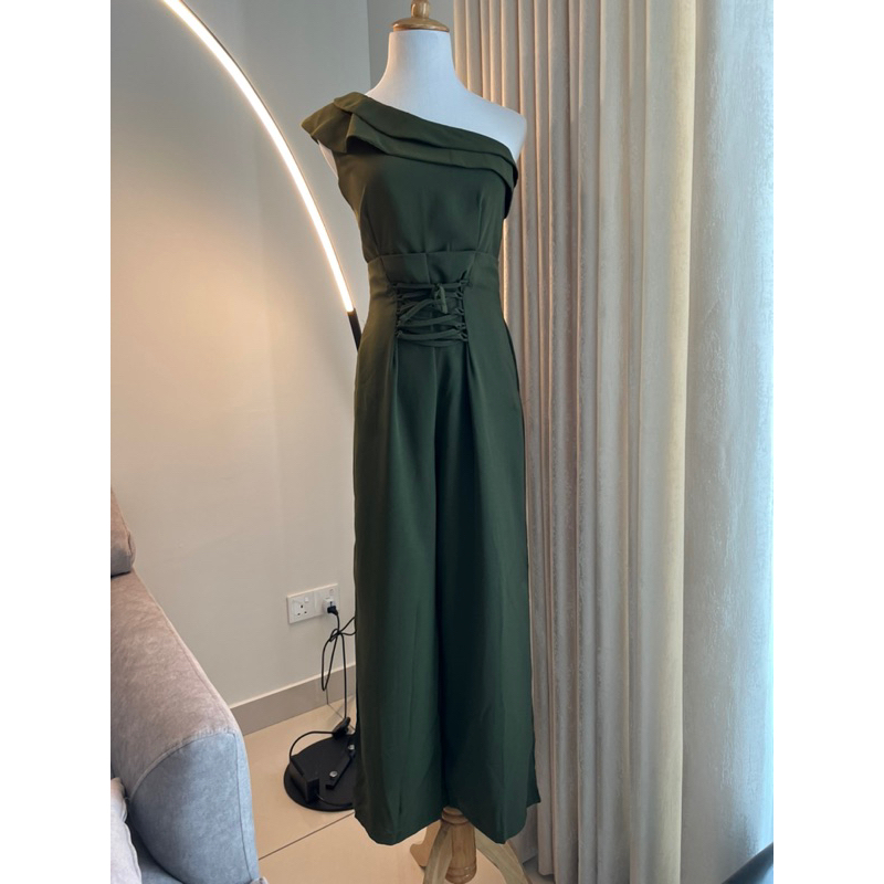Desense Premium Quality Tazan long jumpsuit高质量单肩束腰连身裤