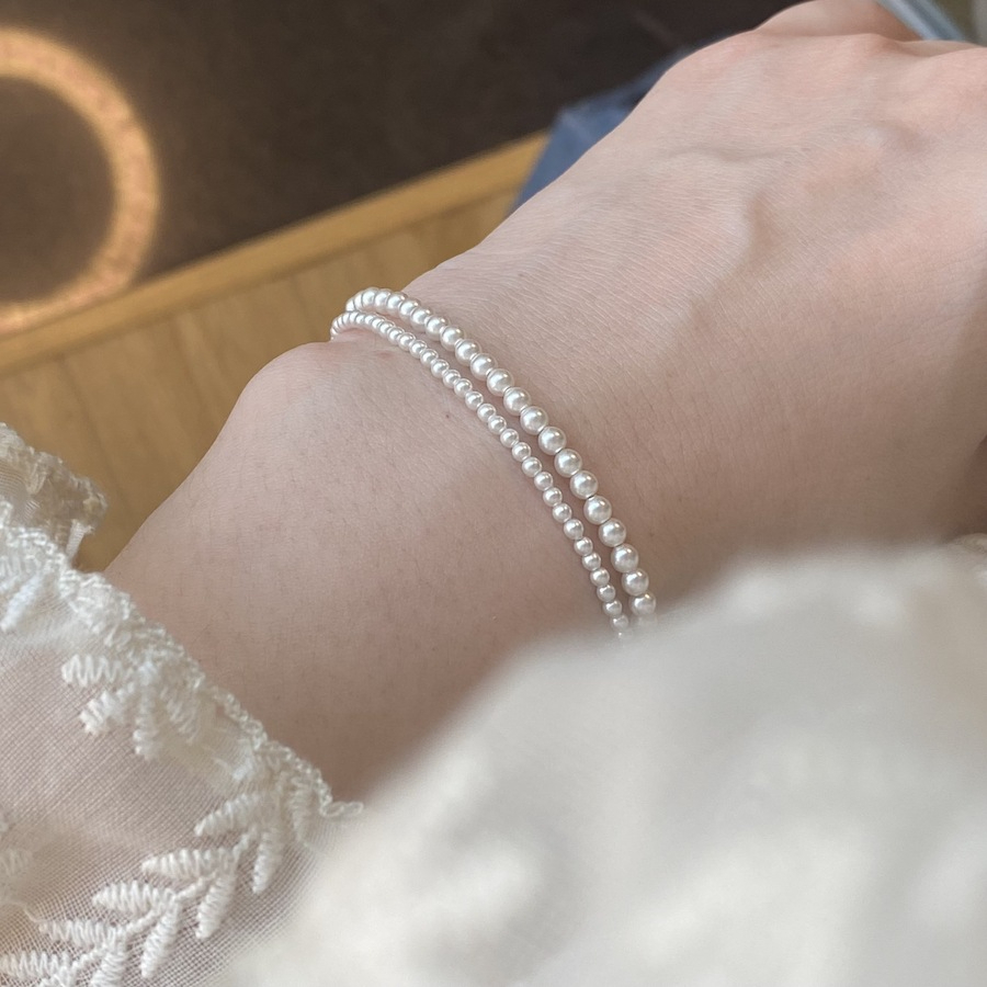 BLOSSOM Round Pearl Bracelet,2mm/3mm/4mm White Shell pearl bracelet, Shell pearl bracelet