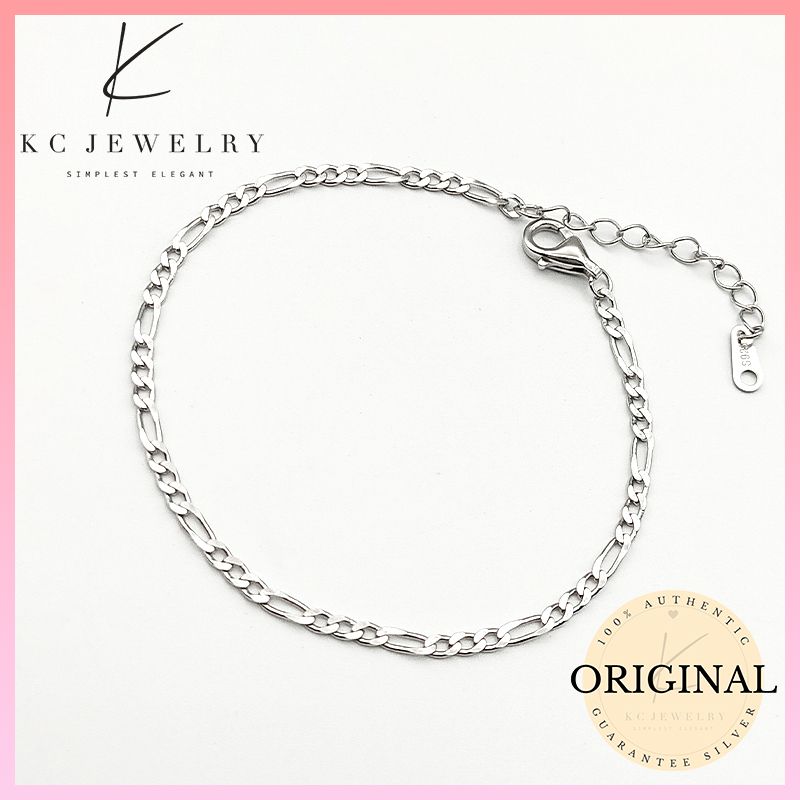 KC Jewelry S925 White Gold Plated Vintage Bracelet/Gelang Tangan Vintaj S925 Celup Emas Putih