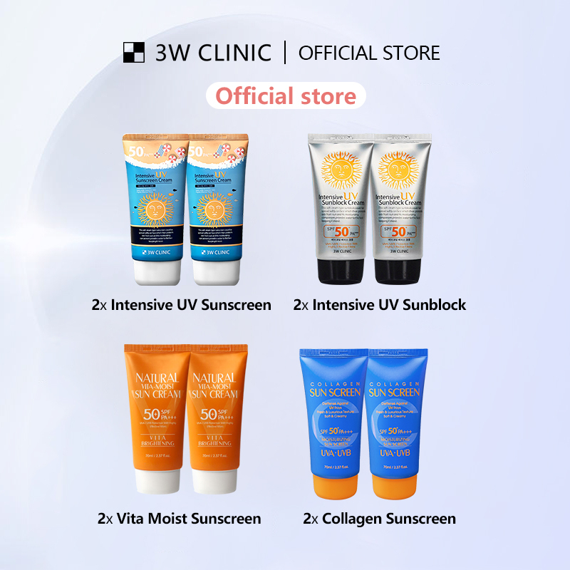 3W Clinic Intensive UV Sunscreen Cream, Intensive UV Sunblock Cream Vita Moist Sunscreen Collagen Sunscreen SPF50 PA+++