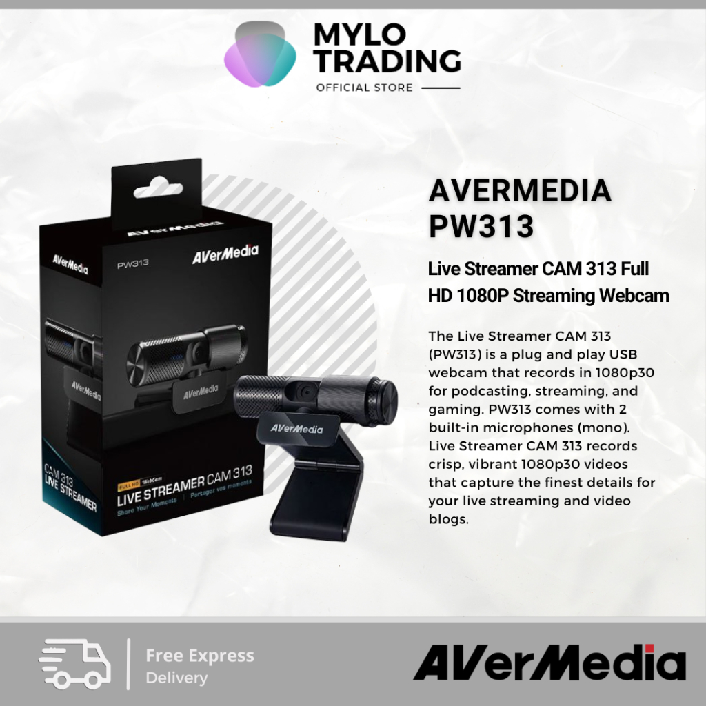 AverMedia PW313 / PW313D Live Streamer CAM 313 Full HD 1080P Streaming Webcam