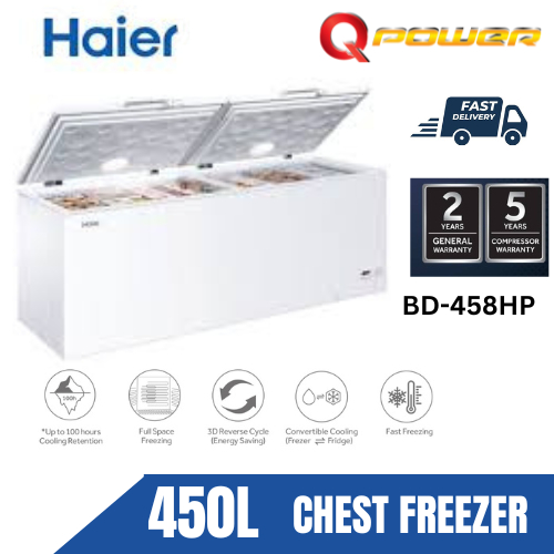 Haier 450L Chest Freezer 6in 1 Convertible Refrigerator BD458HP