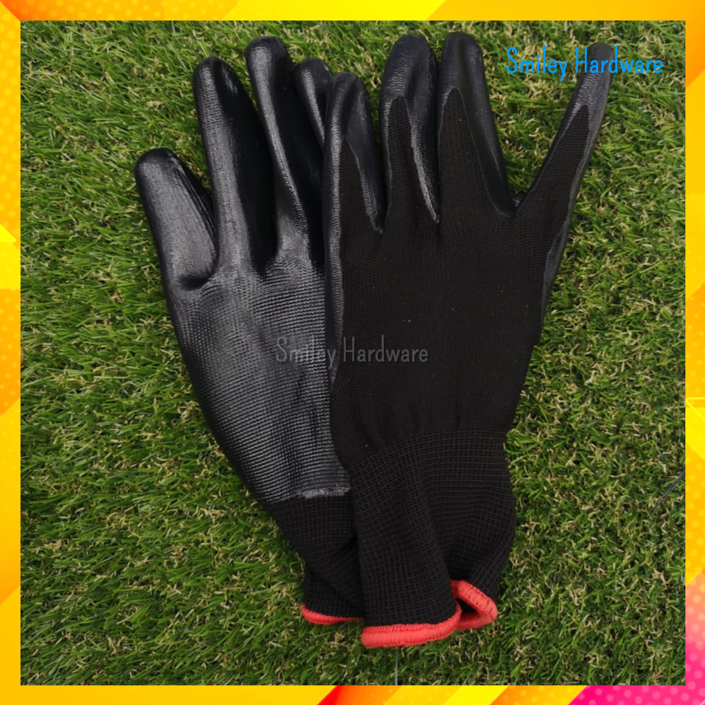 Polyester Glove Nitril Grip Construction Plantation Worker Protection Garden