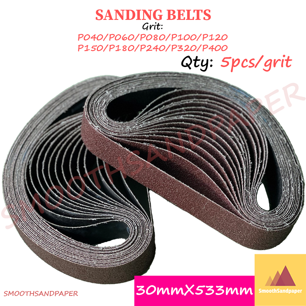 Sandpaper Belts Aluminium Oxide Kertas Pasir 30mmX533mm (1.18"X21") 微型打磨电动机砂带30*533金属打磨磨刀开刃