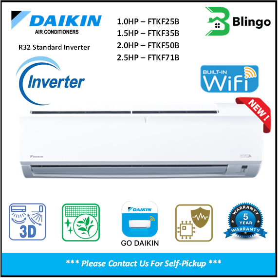 DAIKIN 1.0hp -2.5HP R32 Standard Inverter Air Conditioner FTKF25/35/50/71B- RKF25/35/50/71A