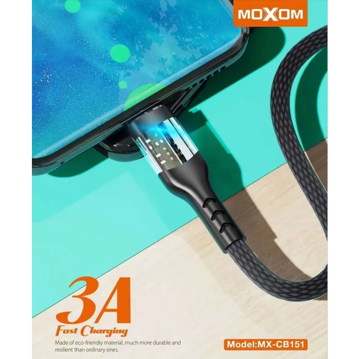 Moxom CB151 1 Meter 3A Fast Charging Transparent Data Cable For Micro