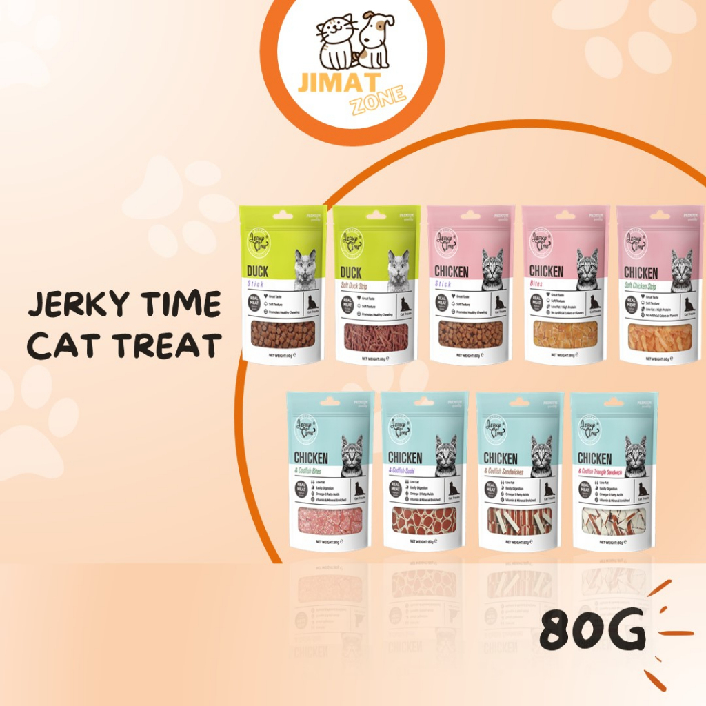 Jerky Time Cat Treat / Cat Snack 80G (Chicken , Beef) - Cat Jerky , Jerky Treats , Jerky Snack , Cat Food