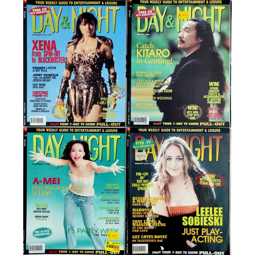 Day & Night Magazine Preloved (Bundle of 4) Vintage 1999 2000 2001 Some pages got cut in 2 of the magazines