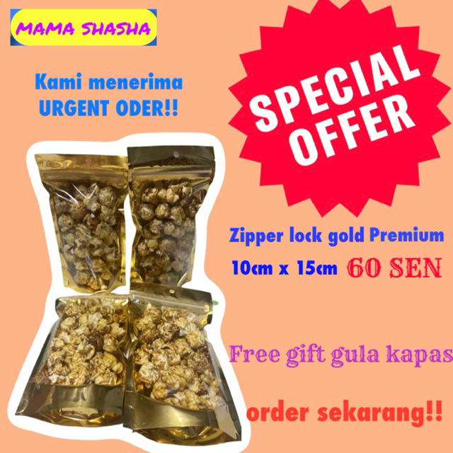 DOORGIFT POPCORN CARAMEL ZIPPER GOLD MURAH BAJET 2023 GOODIES KAHWIN MAMA SHASHA.