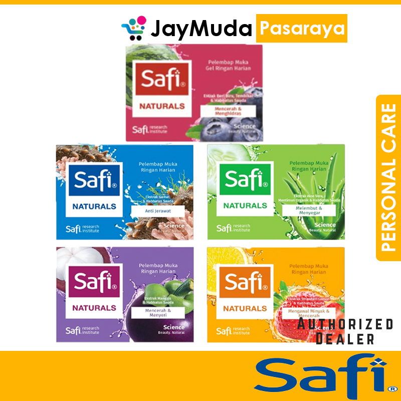 Safi Naturals Facial Moisturizer Cream 50g Gamat Manggis Strawberry Aloe Vera Blueberry Water Melon Krim Pelembap Muka
