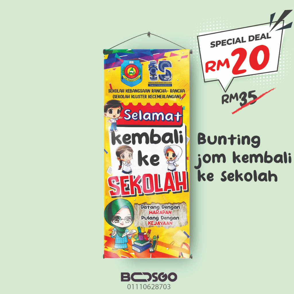 BOSGO PRINTING/ Bunting selamat kembali ke sekolah/ 2x5ft | Shopee Malaysia