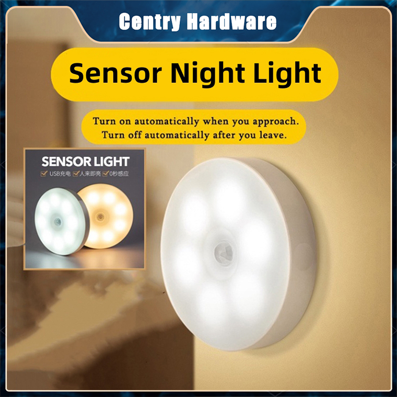 LED Motion Sensor Night Light Wireless USB Under Cabinet Light Closet Lamp Smart Wall-Mounted Body Induction Lamp