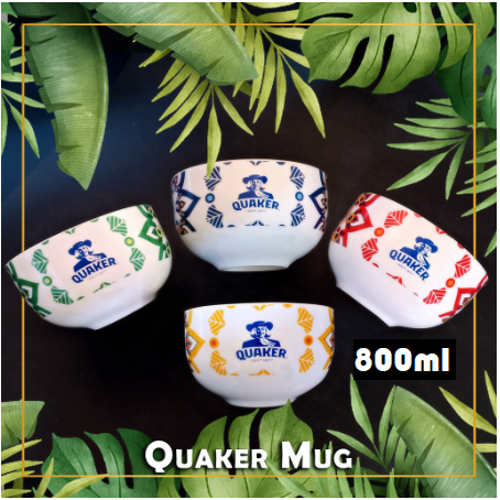 [Quaker] Ceramic Mug Bowl - Breakfast Cereal Soup Bowl with Handle Mangkuk Cantik Big Cup Mug