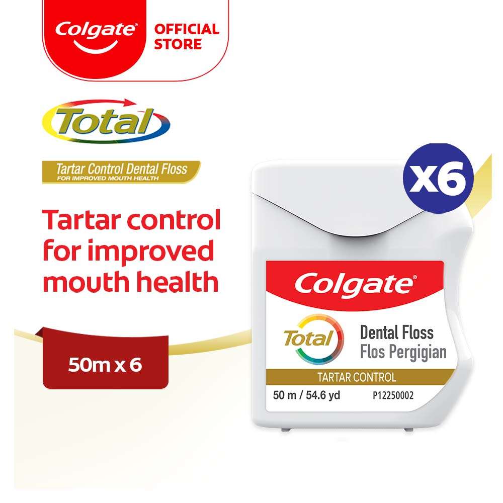 [Bundle of 6] Colgate Dental Floss with Tartar Control 50m