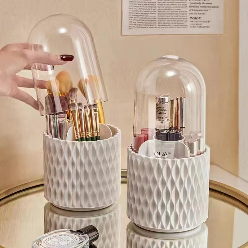 360 Degree Rotating Make Up Brush Box Acrylic Lipstick Organizer Dustproof Makeup Pen Holder Organiser