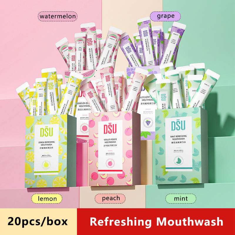 20pcs 10ml Mouthwash Removes Bad Breath Dental Stains Cleaner Mint Peach Lemon Watermelon Flavor