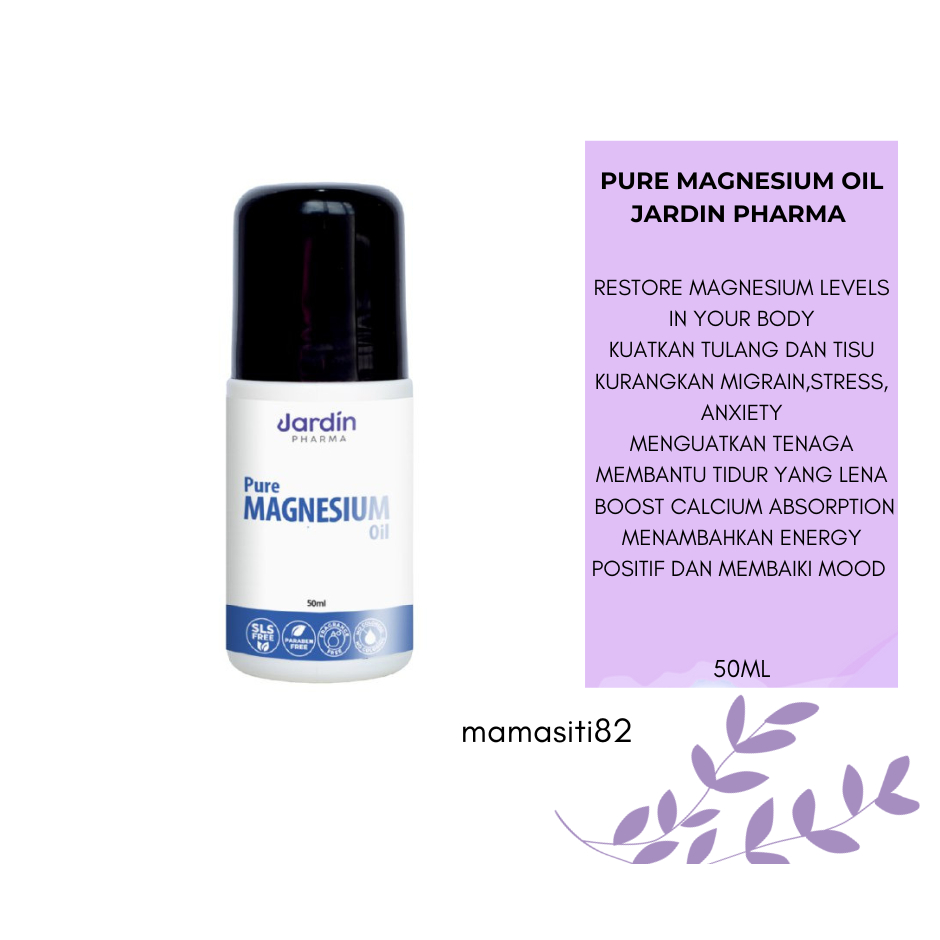 50ml Jardin Pure Magnesium Oil roll on for bone health positive energy moods body calcium absroption