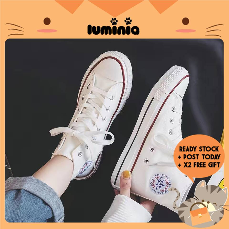 READY STOCK LUMINIA AL Star High Cut Women Men Skateboard Shoes Unisex Sneakers High Top Classic Retro Canvas