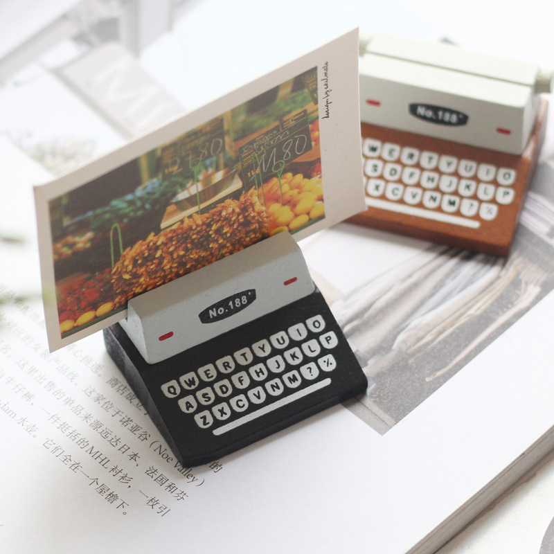 Vintage Wooden Typewriter Photo Card Memo Holder Stand Card Place Holder Pemegang Kad Gambar Mesin Taip