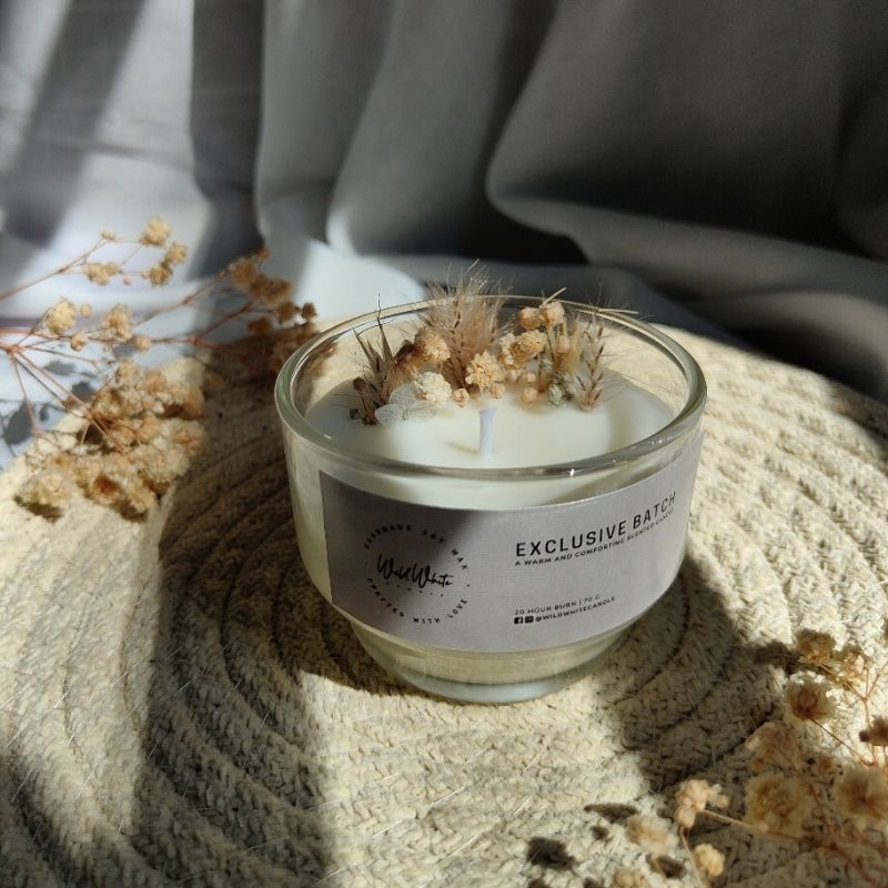 Wild White Candle 70g Dried Flower Scented Candle | Aromatherapy Lilin | Lilin Wangi Bunga | Home Décor | Birthday Gift