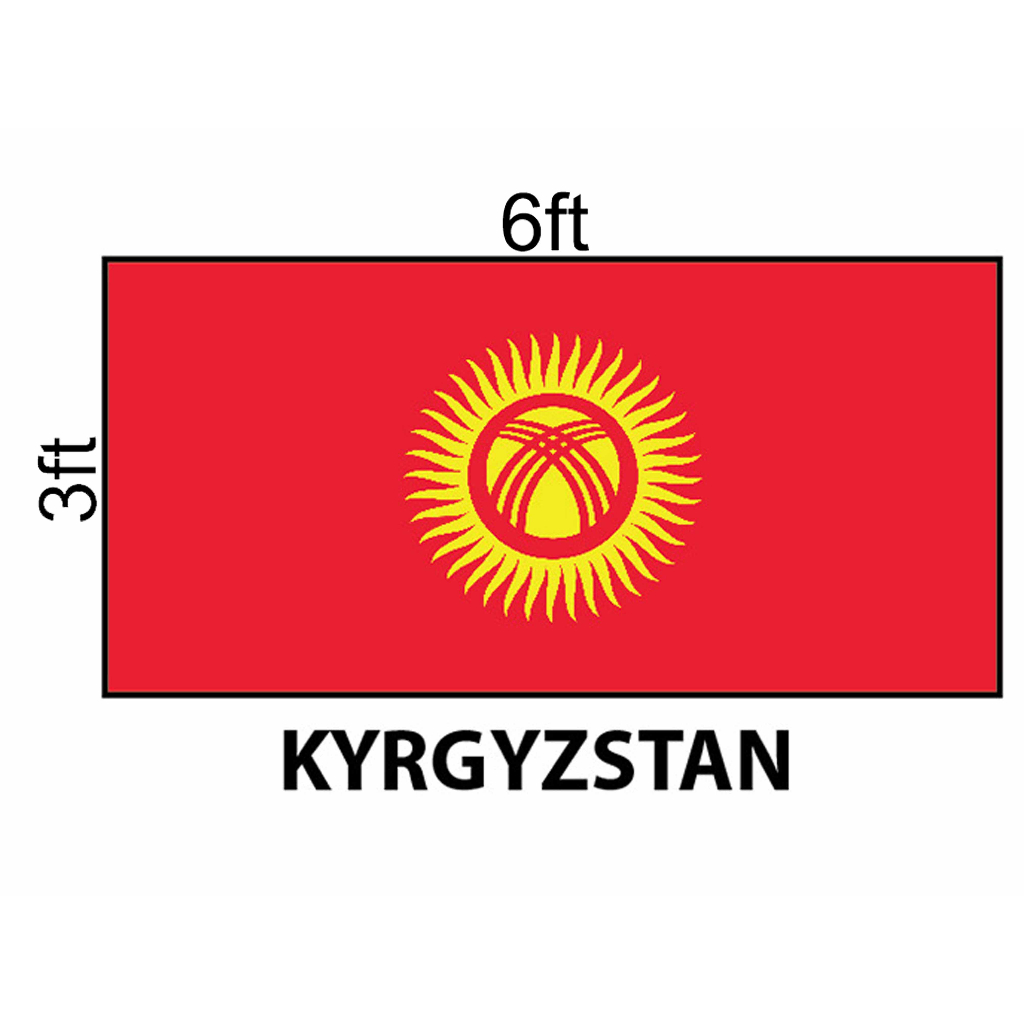Kyrgyzstan Flag 3x6ft, Bendera Kyrgyzstan 3x6ft, Polyester