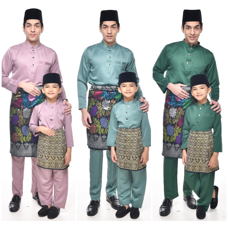 BAJU MELAYU SEDONDON SLIM FIT MODEN DEWASA & BUDAK (SIAP BUTANG) RAYA 2024