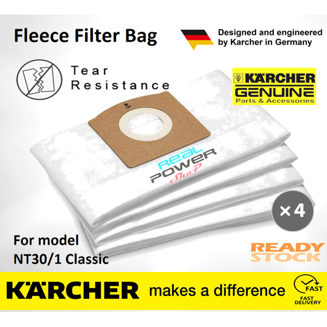 Karcher Fleece Filter Bag for NT30/1 Classic [ Ready Stock / 4 pieces