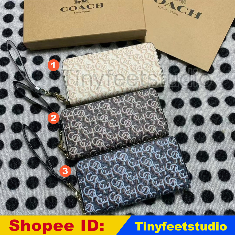 Coach CF521 Long Zip Around Wallet With Signature Monogram Print Women Accordion  Purse Wristlet 521 | Shopee Malaysia