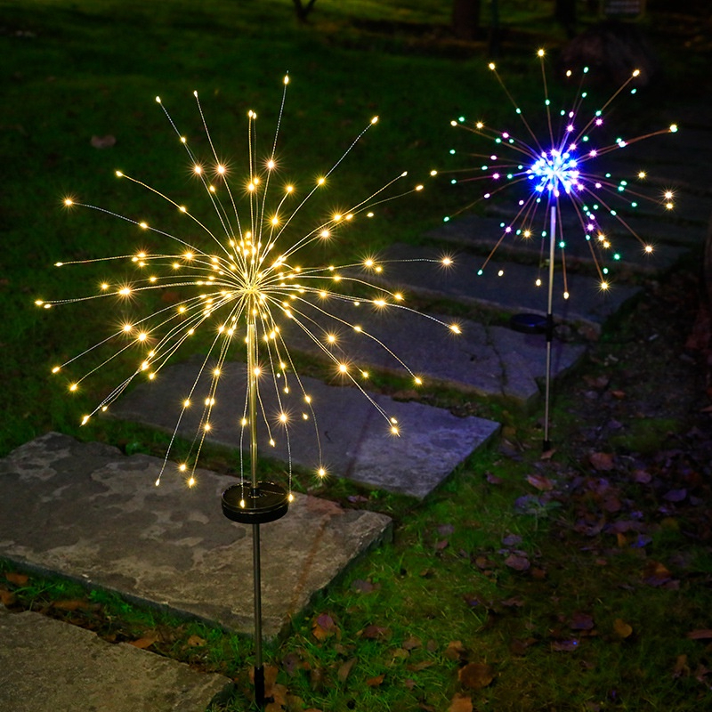 Solar Light LED Firework Flower Lantern Waterproof Fairy Light ...