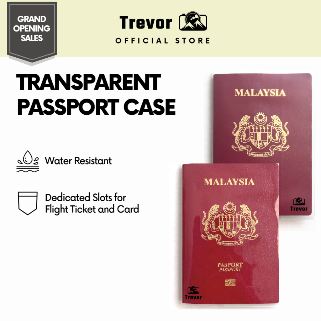 TREVOR Transparent Passport Case - Travel IC Credit Card Wallet Case Pouch Cover Holder Documents Protector