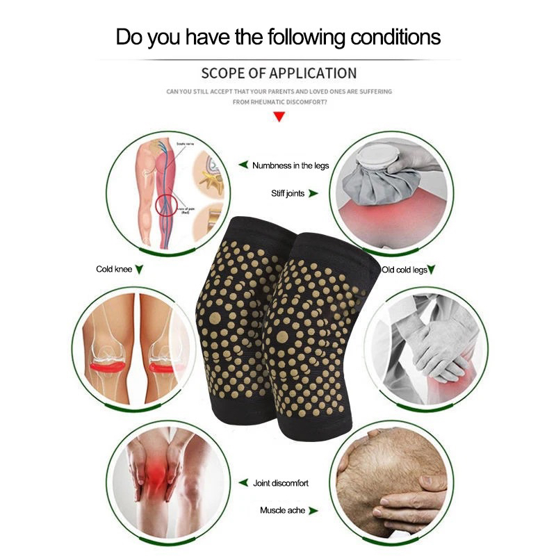 ??Sepasang Sarung Lutut Terapi Self Heat Spontaneous Knee Protector Leg Pain Relief Patch Warmer Pad Therapy Guard 艾草护膝袜