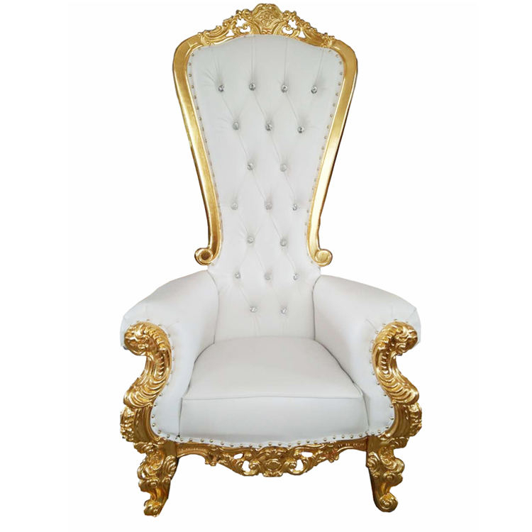 King and Queen High Back Cheaper Gold Throne Chairs Royal Luxury Wedding Chair for Groom and Bride