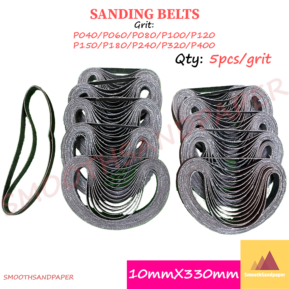 Sandpaper Belts Aluminium Oxide Kertas Pasir 10mmX330mm (3/8"X13") 气动砂带机小型砂带 木工金属打磨抛光 image 2