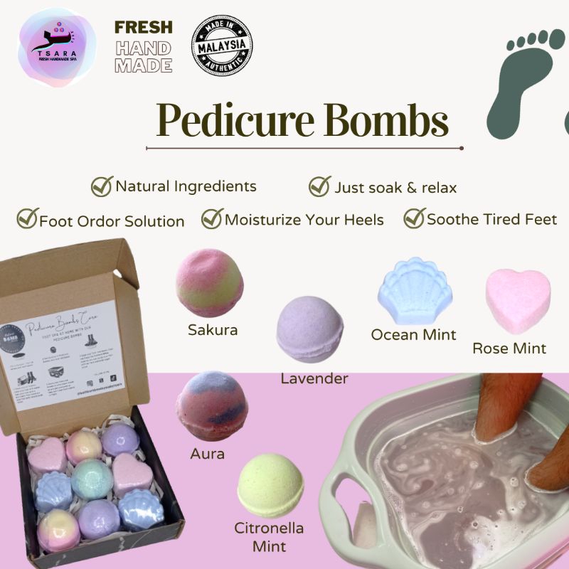 Foot Soak Pedicure Bombs Foot Spa Foot Care Tsara 9pcs Shopee Malaysia