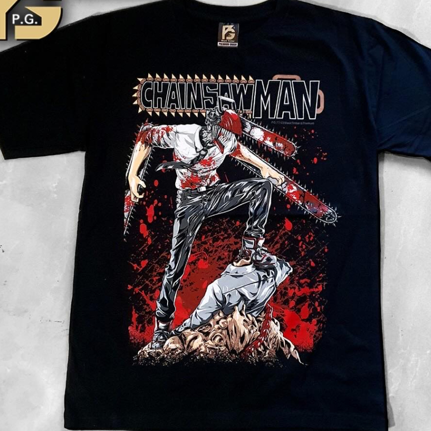 PG-77 CHAINSAW MAN Original Black Timber Premium Grade T-Shirt