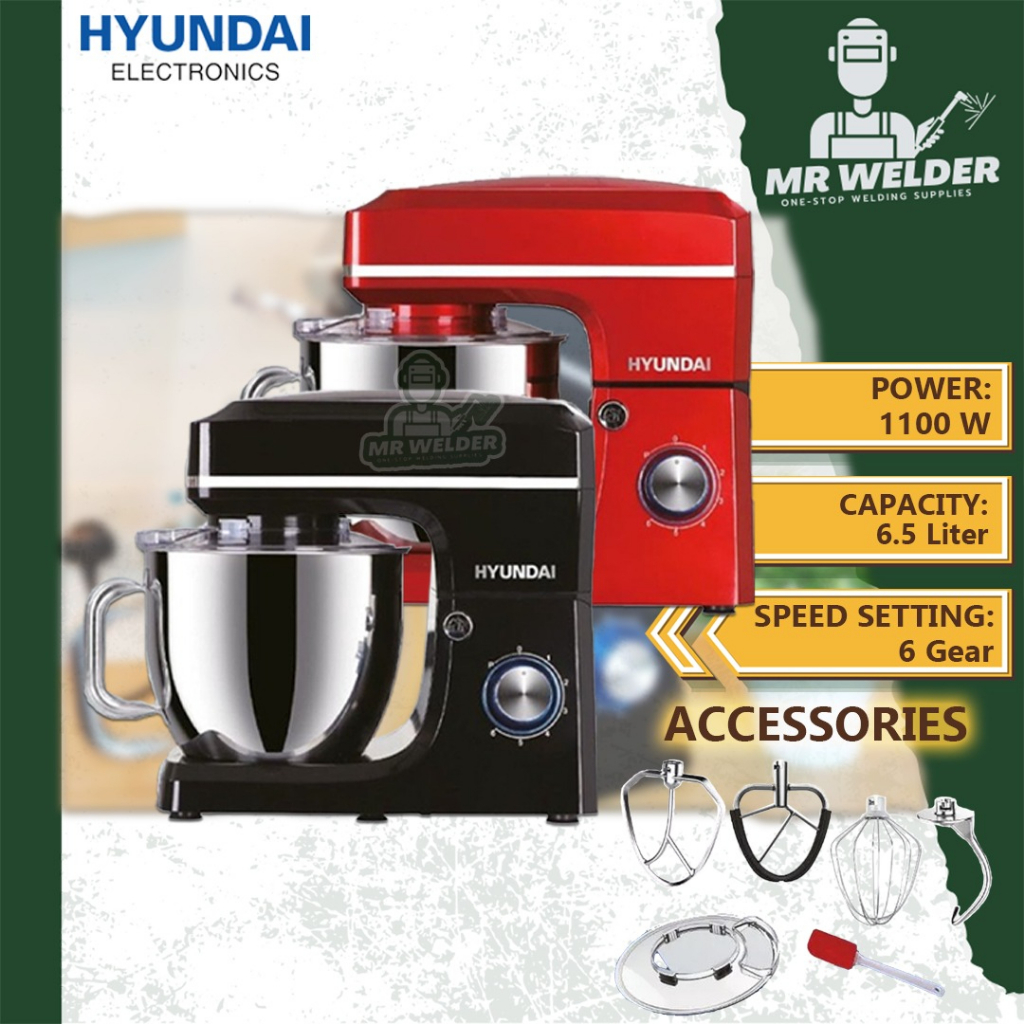 Hyundai 4IN1 7 Speed Hand Stand Mixer 6.5L Bowl w/ Stainless Steel Mix & Whisk Beater Baking Pengadun Tepung Telur kek