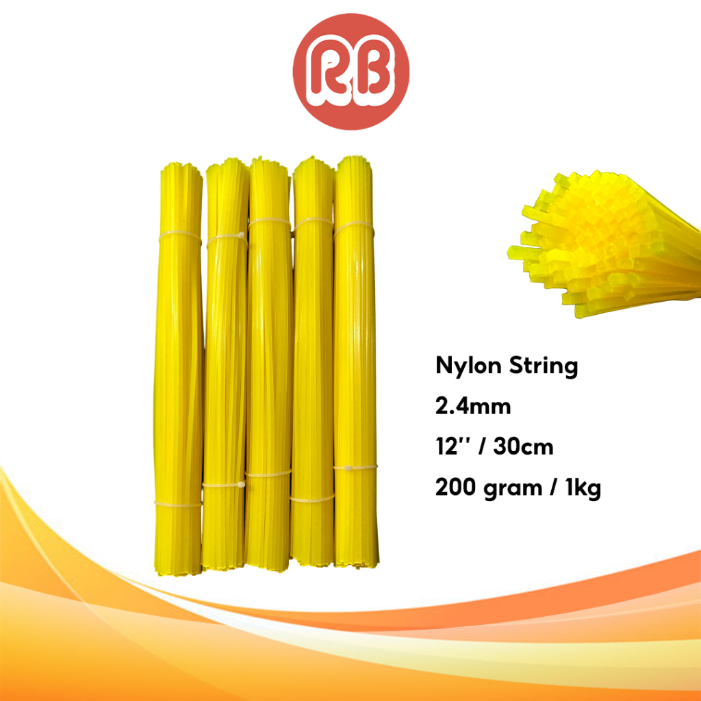 📦Ready Stock📦1KG 2.4MM PRECUT 12" LONG SQUARE YELLOW NYLON TRIMMER LINE (BUNDLE OF 5) / TALI MESIN POTONG RUMPUT WARNA